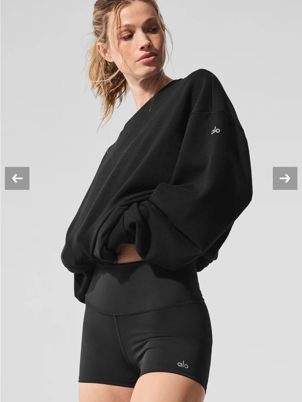 ALO Yoga Black Oversized Crewneck Sweatshirt